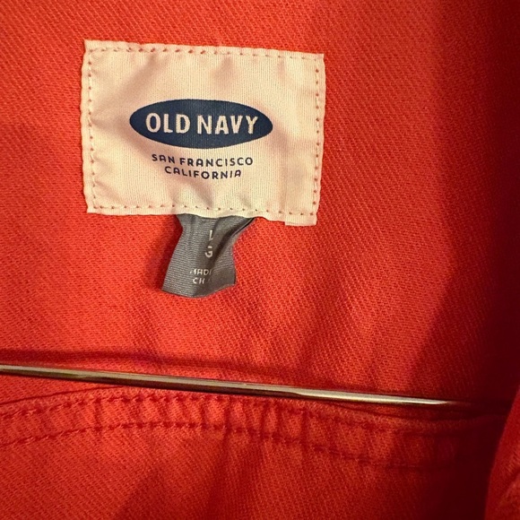 Old Navy Vibrant Orange Jean Jacket women’s size Large. - Picture 3 of 7